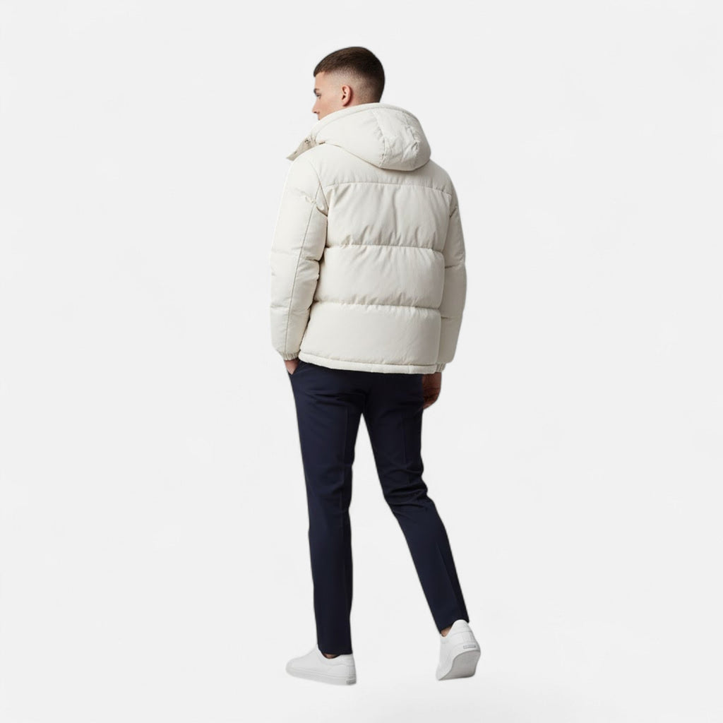 Veste Matelassée À Capuche Zip Intégral Manches Longues Pour Homme