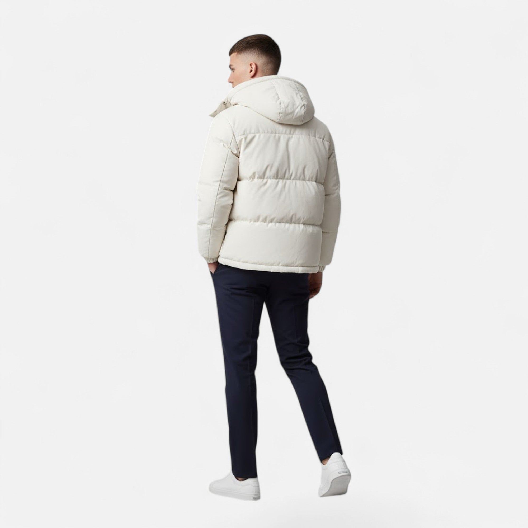Veste Matelassée À Capuche Zip Intégral Manches Longues Pour Homme