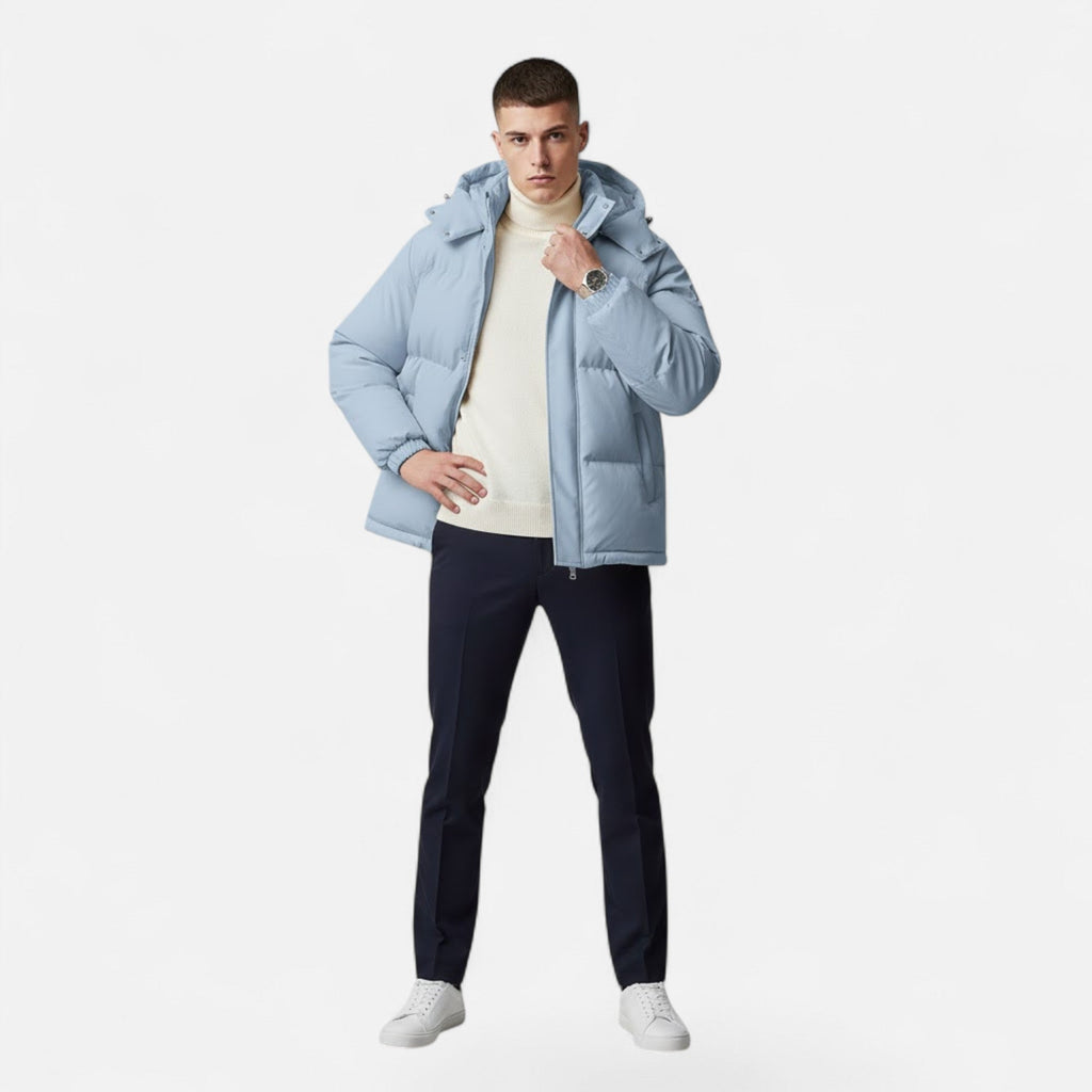 Veste Matelassée À Capuche Zip Intégral Manches Longues Pour Homme