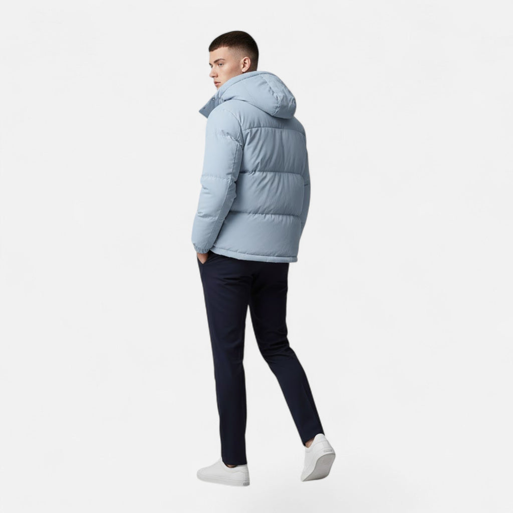 Veste Matelassée À Capuche Zip Intégral Manches Longues Pour Homme