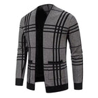 Homme Cardigan Ouvert Carreaux