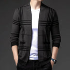 Homme Cardigan Ouvert Carreaux