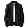 Cardigan Maille Côtelée Col Montant Zip Intégral Finition Épurée Pour Homme