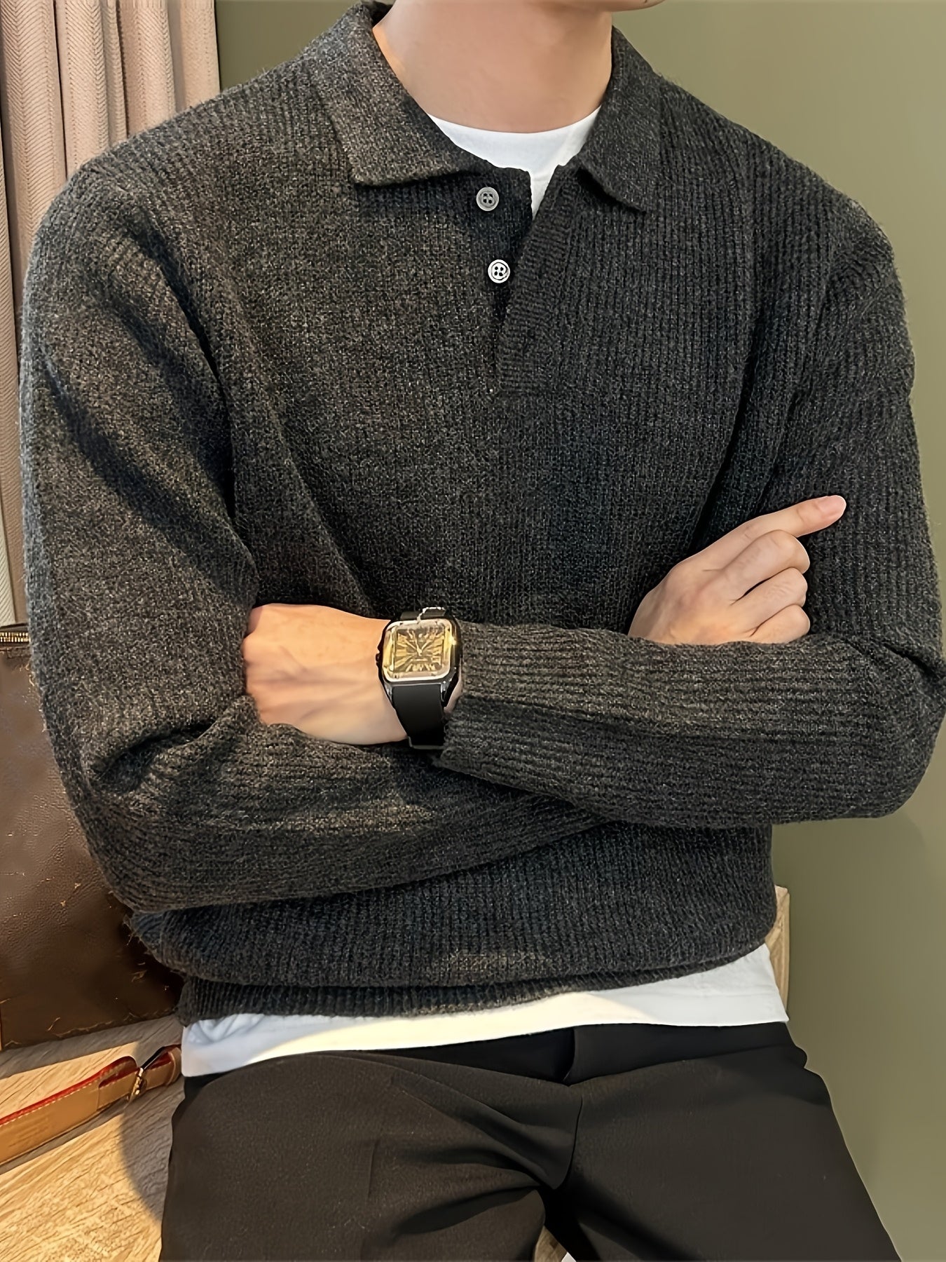 Homme Polo Maille Côtelée