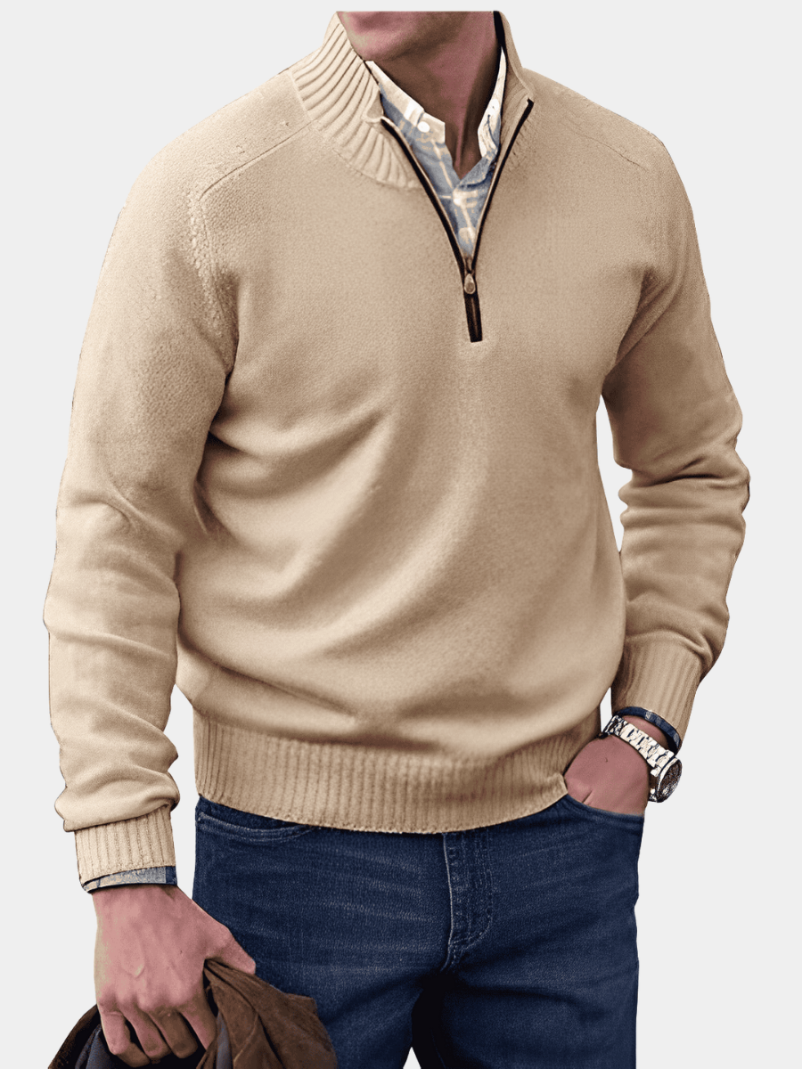 Homme Pull Maille Zippé