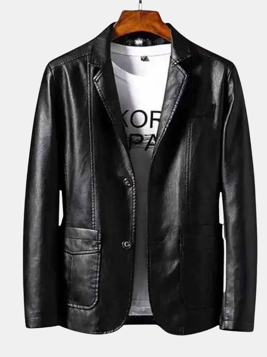 Veste Aspect Cuir Coupe Structurée Pour Homme