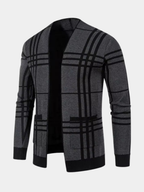 Homme Cardigan Ouvert Carreaux