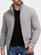 Homme Cardigan Zippé Côtelé