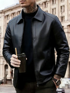 Homme Veste Aspect Cuir
