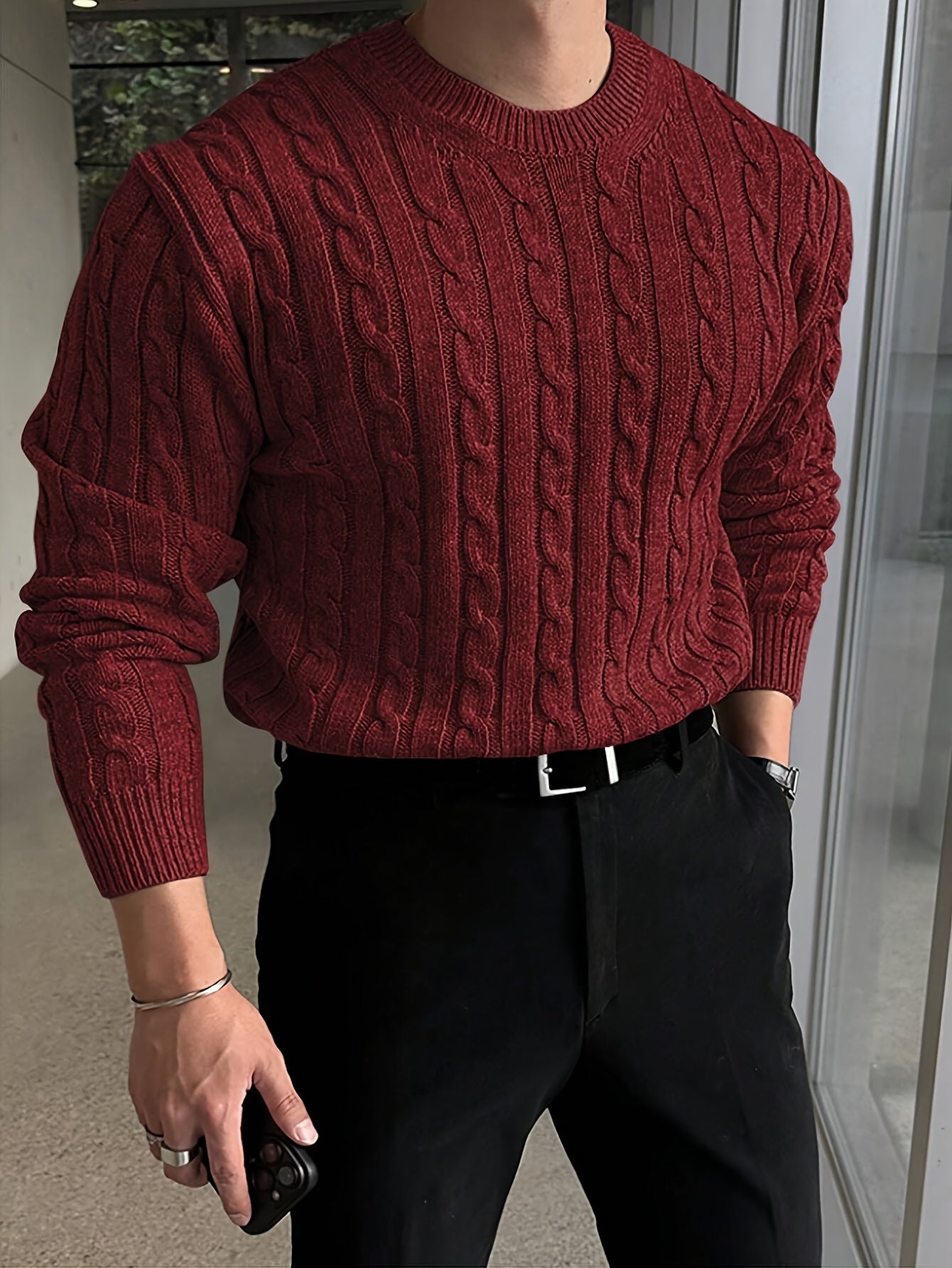 Pull Maille Douce Col Rond Pour Homme