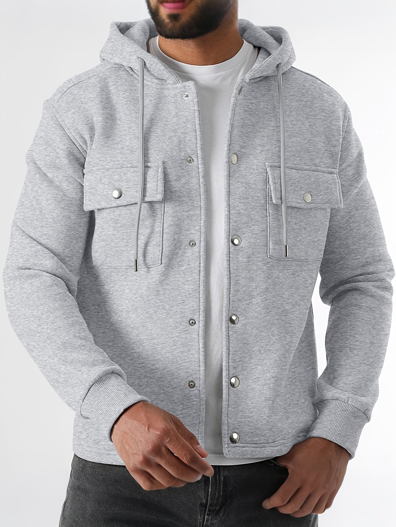 Homme Sweat Capuche Boutonné