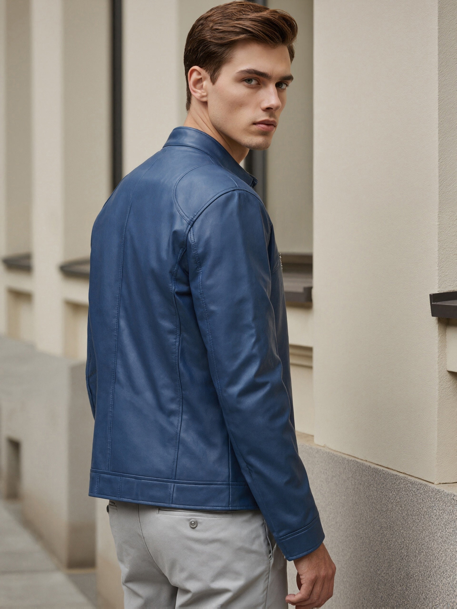 Veste Aspect Cuir Pour Homme