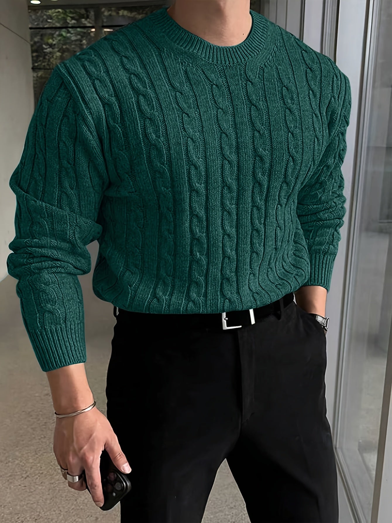 Pull Maille Douce Col Rond Pour Homme