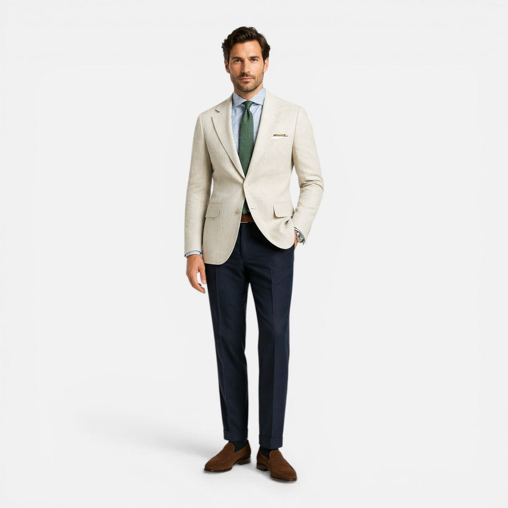 Blazer Coupe Ajustée Aspect Lin Superposable Pour Homme