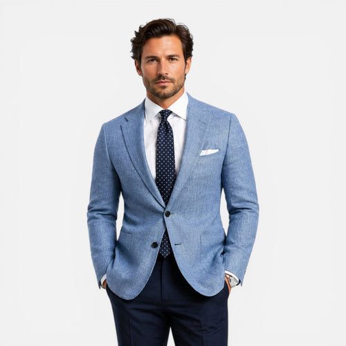 Blazer Coupe Ajustée Aspect Lin Superposable Pour Homme