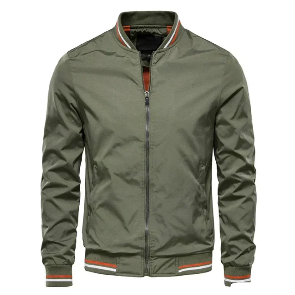 Blouson Col Montant Zippé Manches Longues Bords Côtelés Pour Homme
