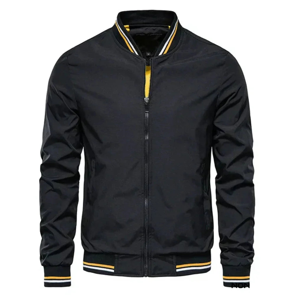 Blouson Col Montant Zippé Manches Longues Bords Côtelés Pour Homme