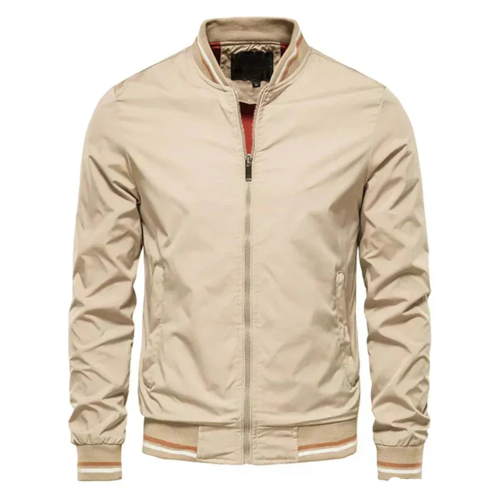 Blouson Col Montant Zippé Manches Longues Bords Côtelés Pour Homme