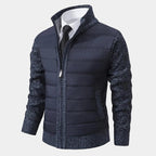 Blouson Zippé Matelassé Col Montant Bords Côtelés Pour Homme