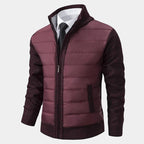 Blouson Zippé Matelassé Col Montant Bords Côtelés Pour Homme