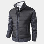 Blouson Zippé Matelassé Col Montant Bords Côtelés Pour Homme