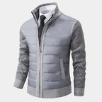 Blouson Zippé Matelassé Col Montant Bords Côtelés Pour Homme