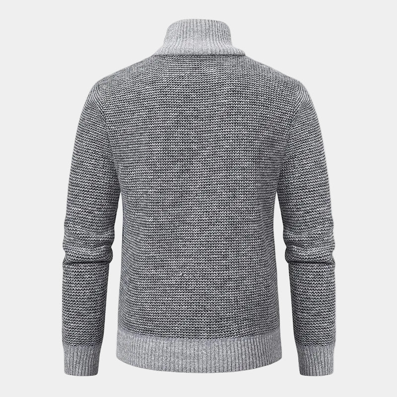 Veste Zippée Matelassée Col Montant Bords Côtelés Pour Homme