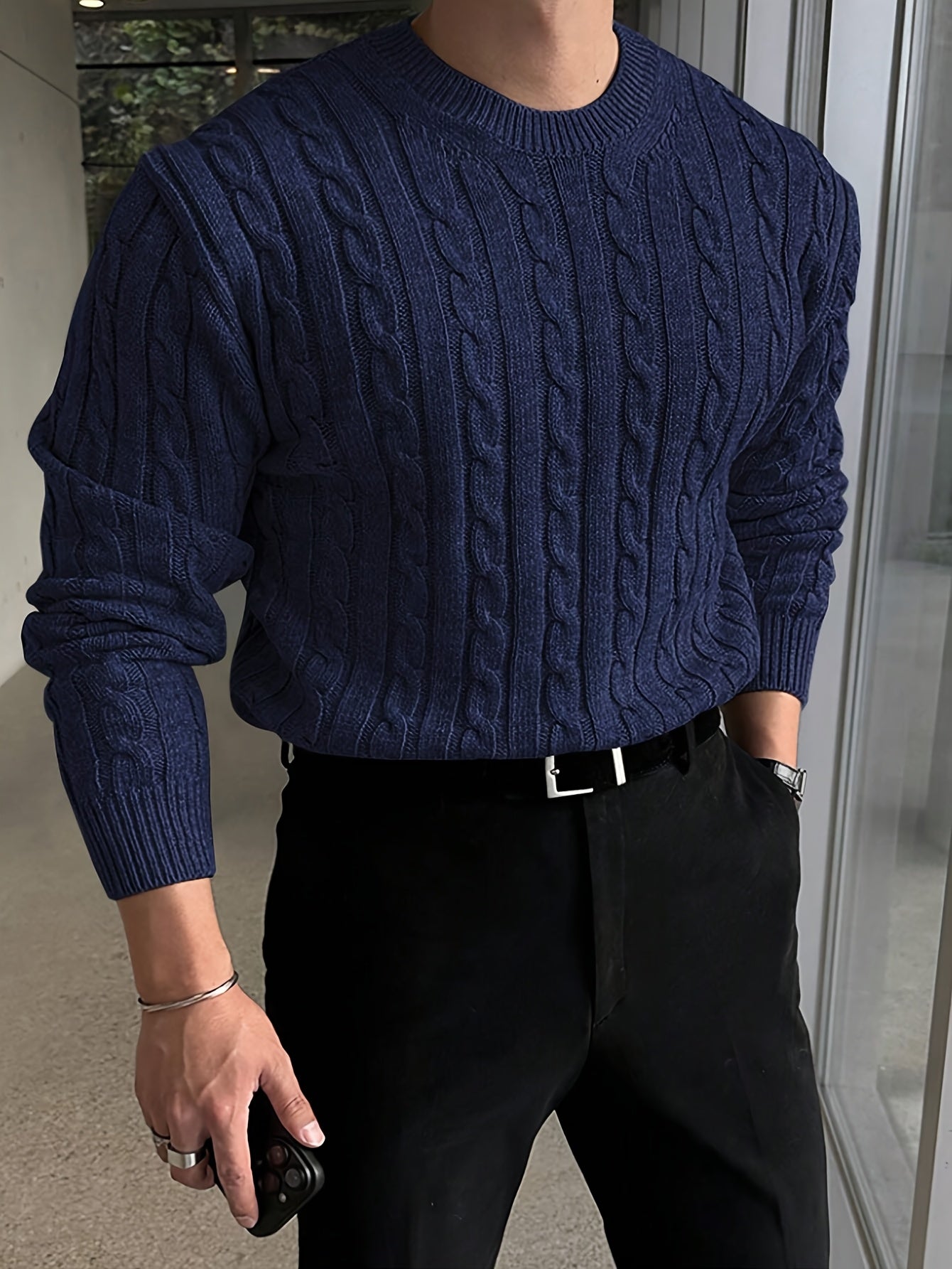Pull Maille Douce Col Rond Pour Homme