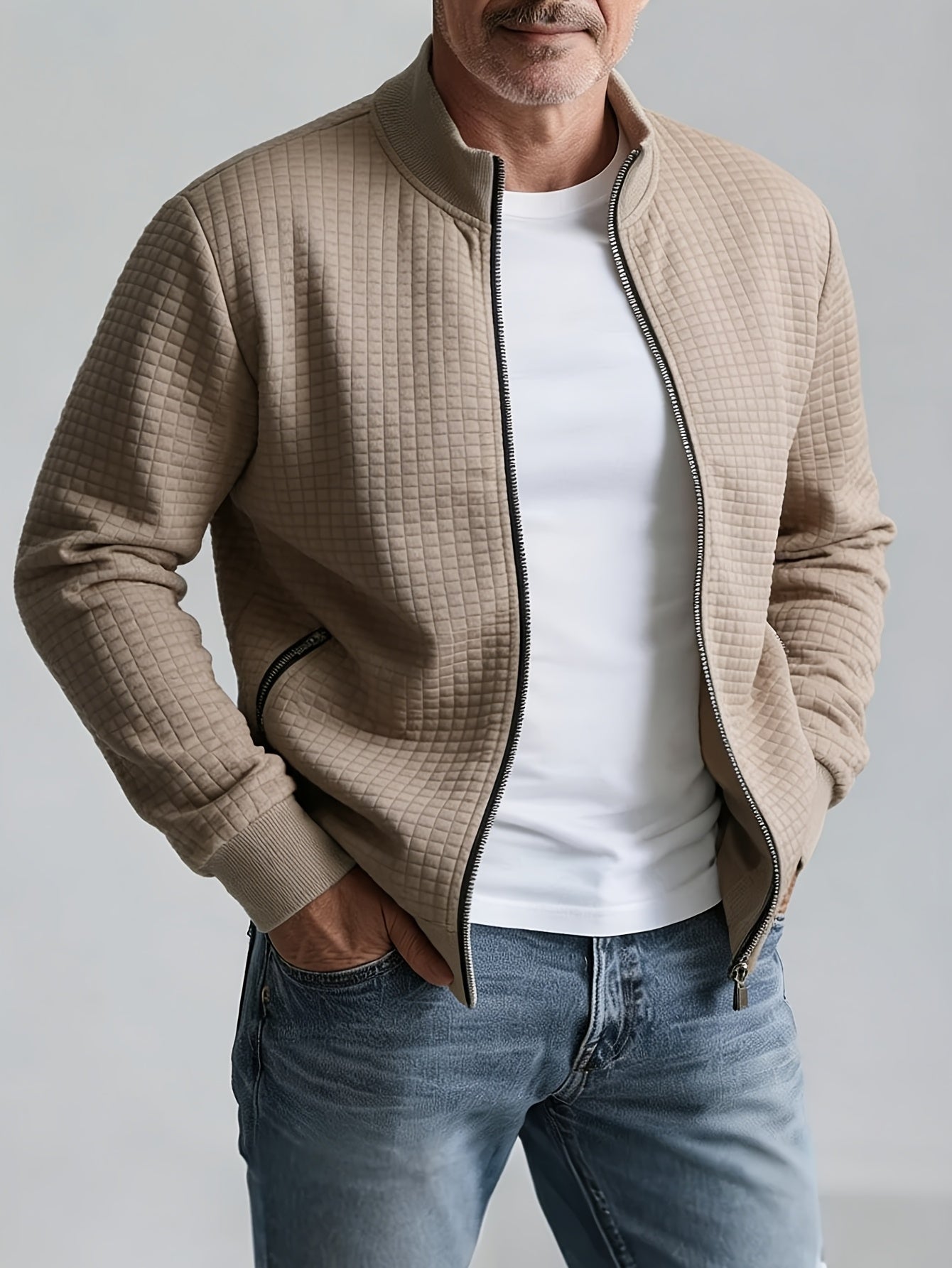 Veste Maille Gaufrée Coupe Droite Pour Homme