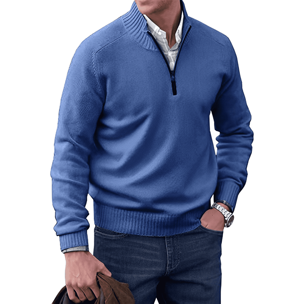 Homme Pull Maille Zippé