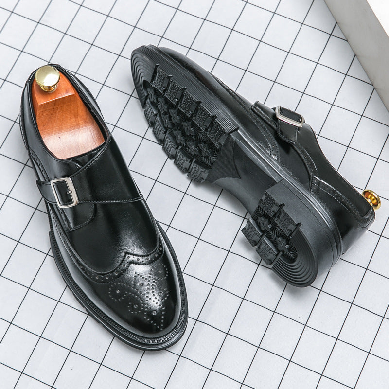 Chaussures Boucle Perforations Bride Semelle Épaisse Pour Homme