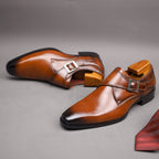 Chaussures À Boucle Bride Bout Allongé Pour Homme