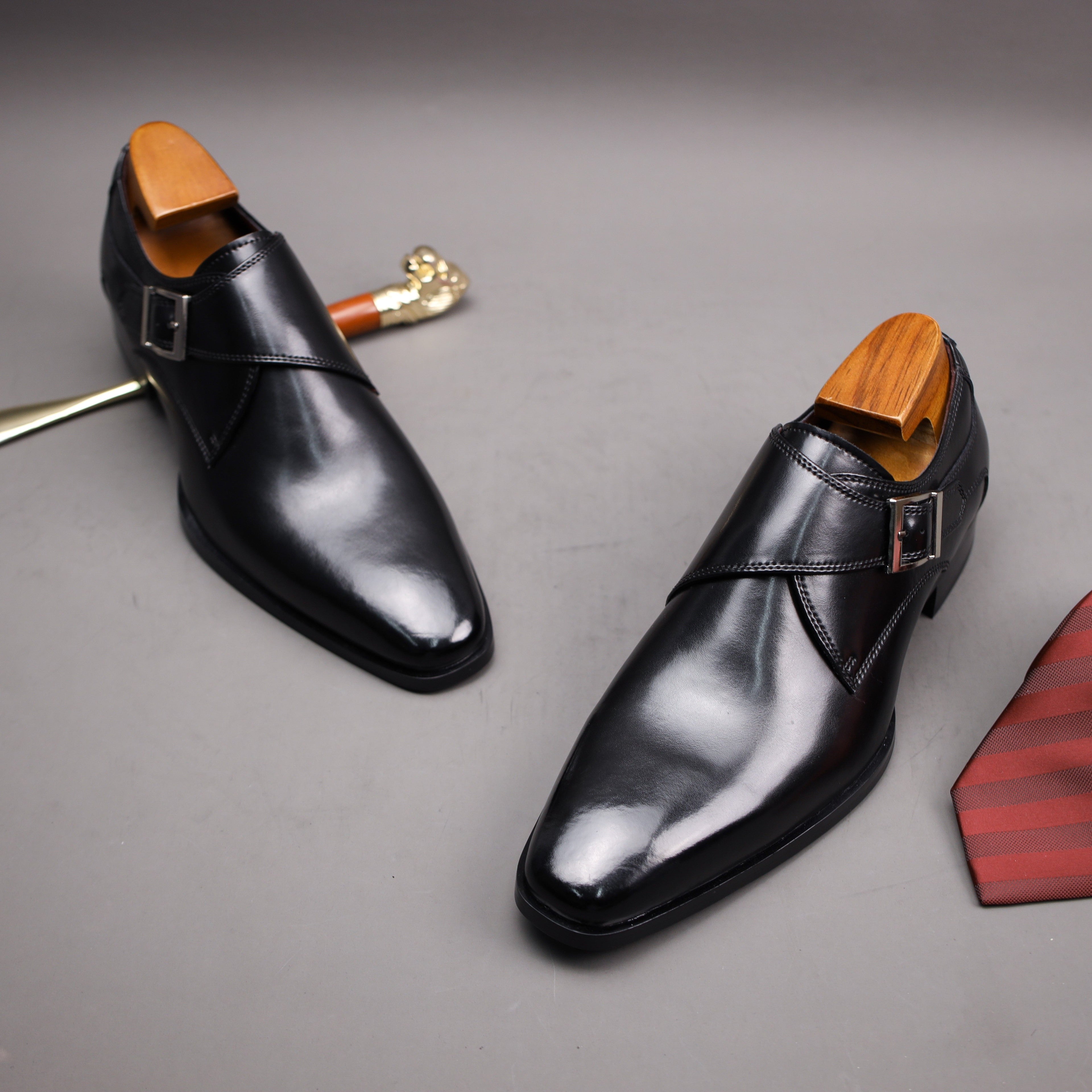 Chaussures À Boucle Bride Bout Allongé Pour Homme