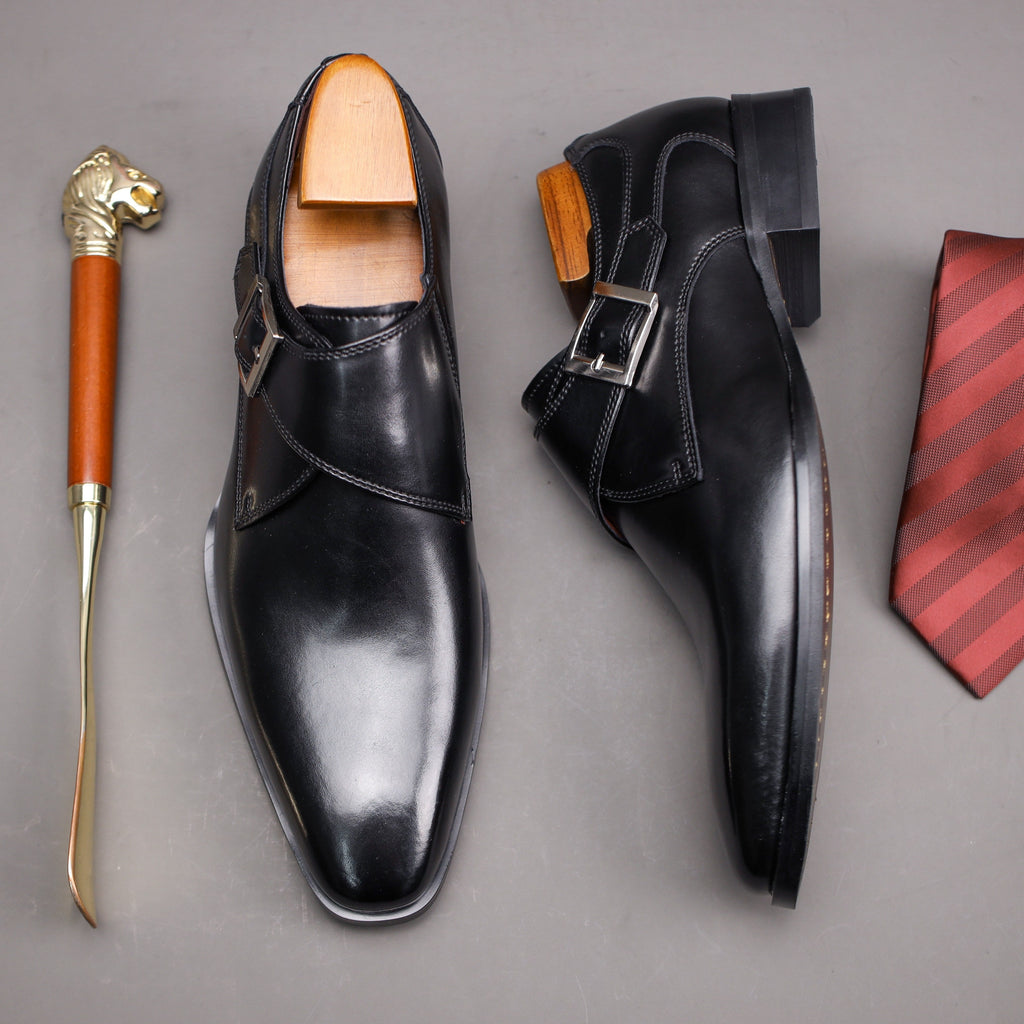 Chaussures À Boucle Bride Bout Allongé Pour Homme