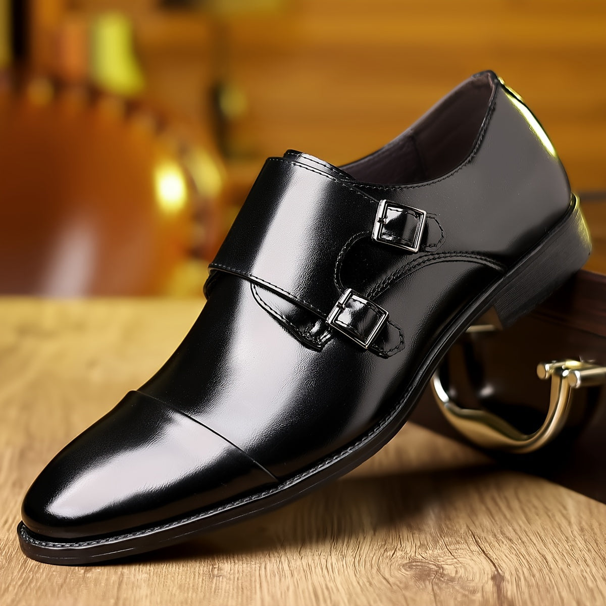 Chaussures À Boucle Bout Rond Pour Homme