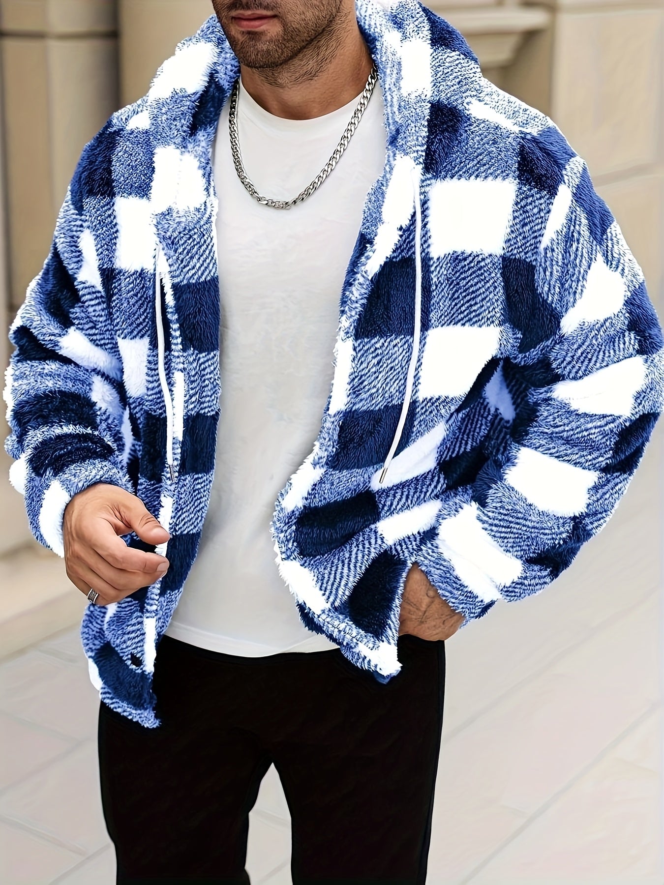Homme Veste Sherpa Capuche