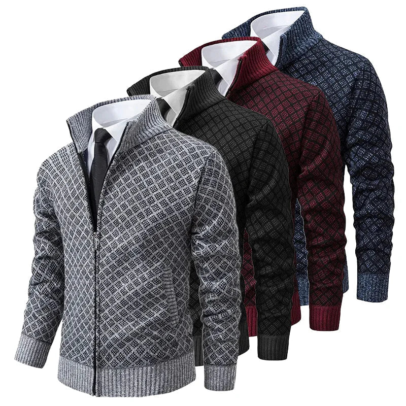 Homme Cardigan Zippé Texturé