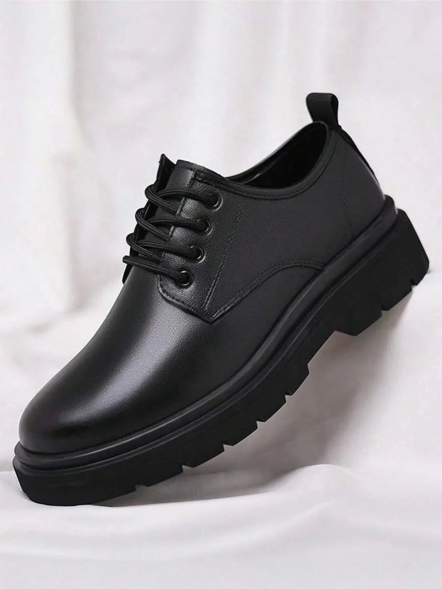 Chaussures Derby Œillets Semelle Épaisse Bout Rond Pour Homme
