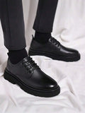 Chaussures Derby Œillets Semelle Épaisse Bout Rond Pour Homme