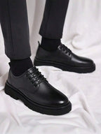 Chaussures Derby Œillets Semelle Épaisse Bout Rond Pour Homme