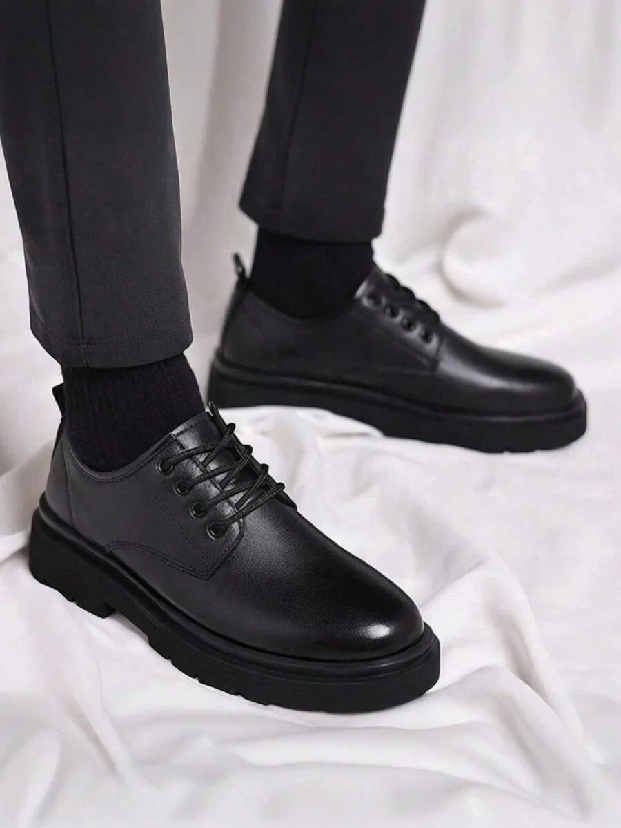 Chaussures Derby Œillets Semelle Épaisse Bout Rond Pour Homme