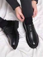 Chaussures Derby Œillets Semelle Épaisse Bout Rond Pour Homme