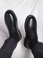Chaussures Derby Œillets Semelle Épaisse Bout Rond Pour Homme