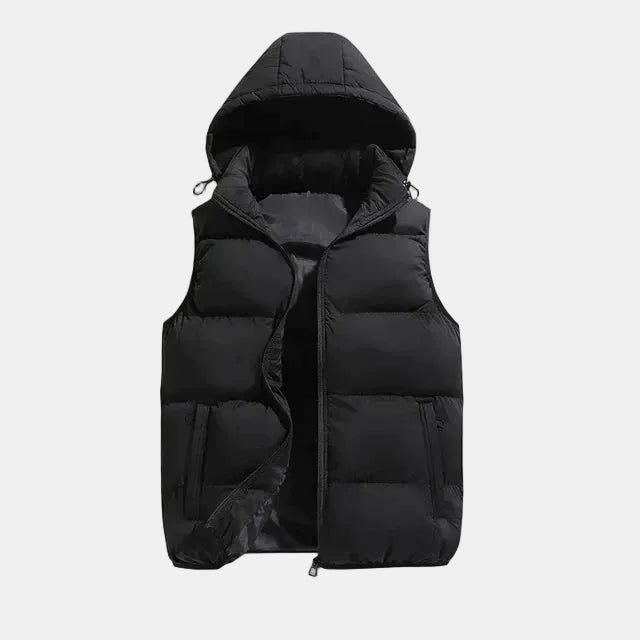 Doudoune À Capuche Sans Manches Matelassée Zippée Pour Homme