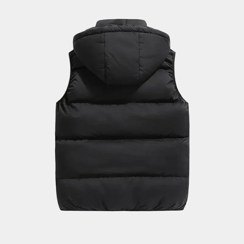 Doudoune À Capuche Sans Manches Matelassée Zippée Pour Homme