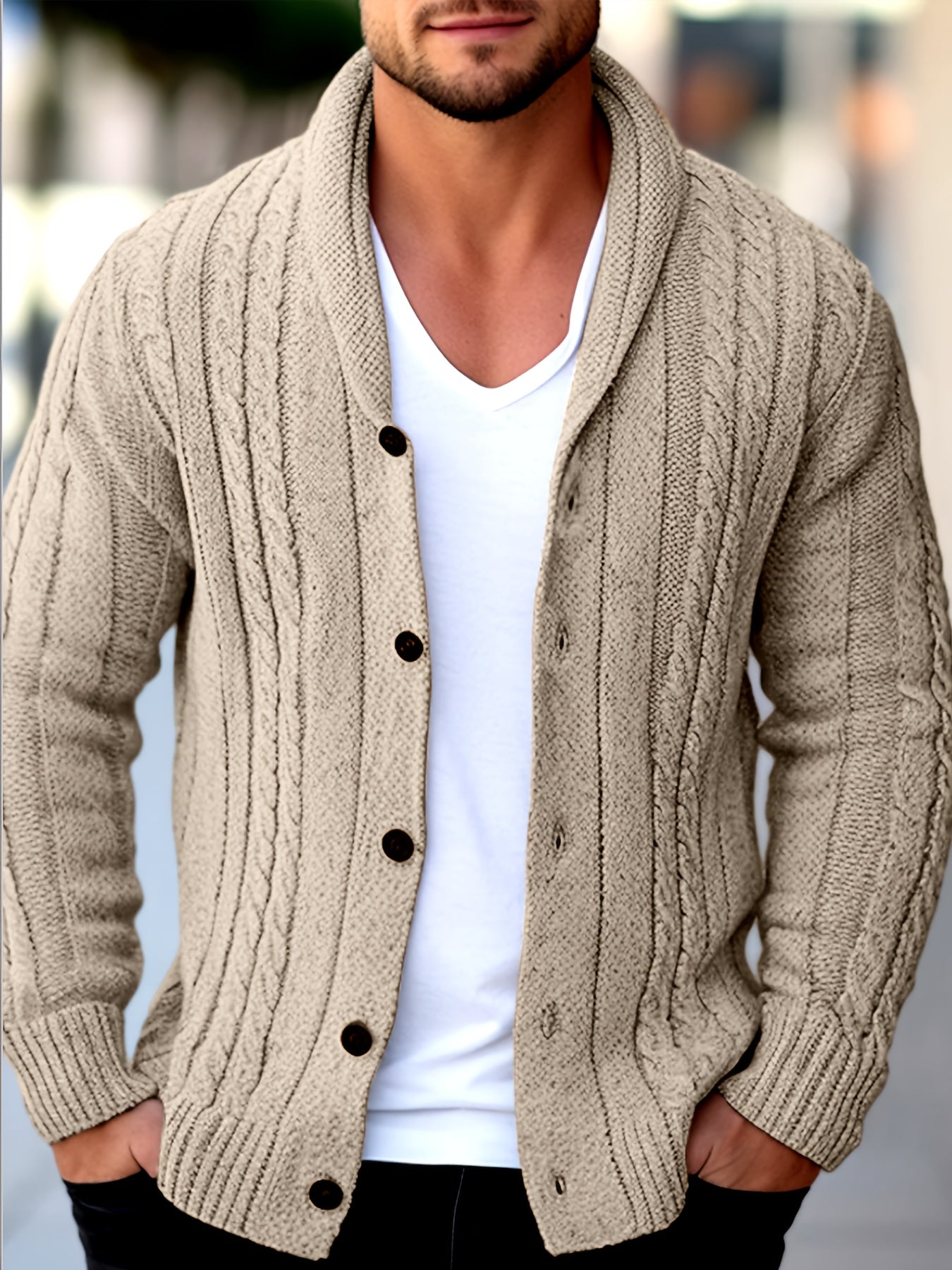 Cardigan Matière Stretch Coupe Ample Pour Homme