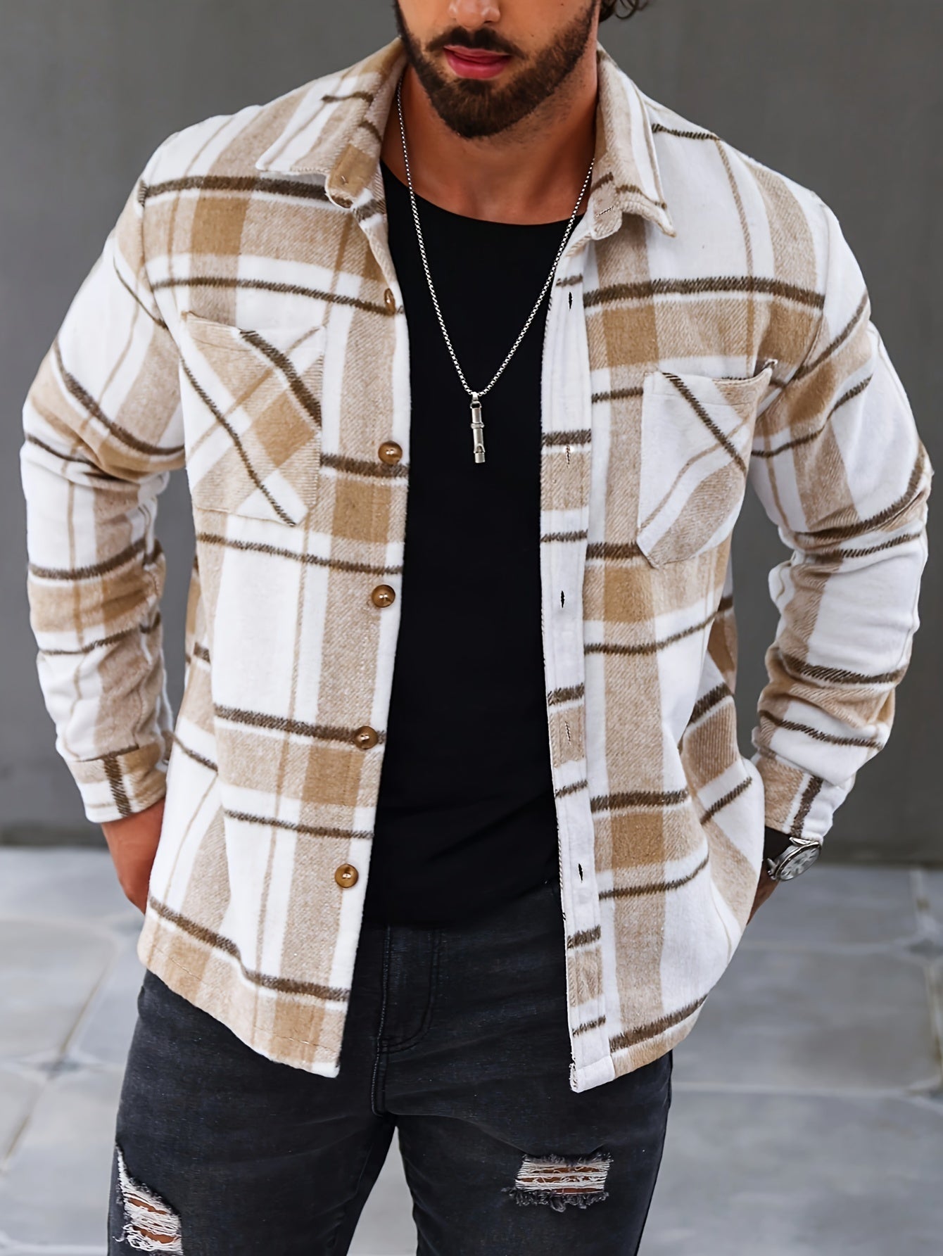 Veste Motif Carreaux Pour Homme