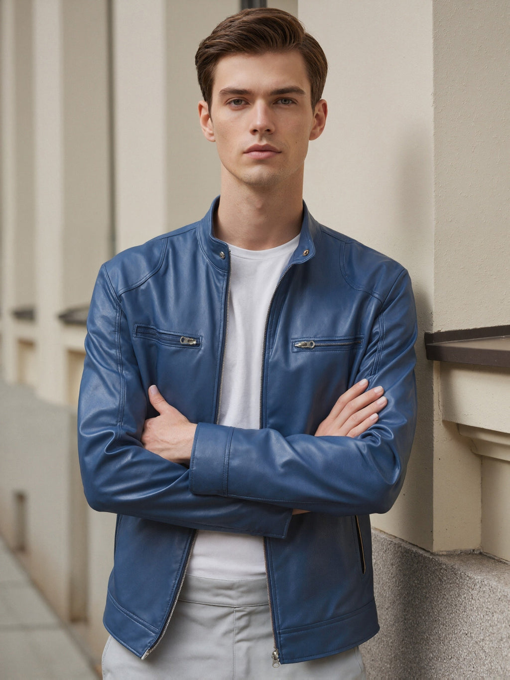 Veste Aspect Cuir Pour Homme