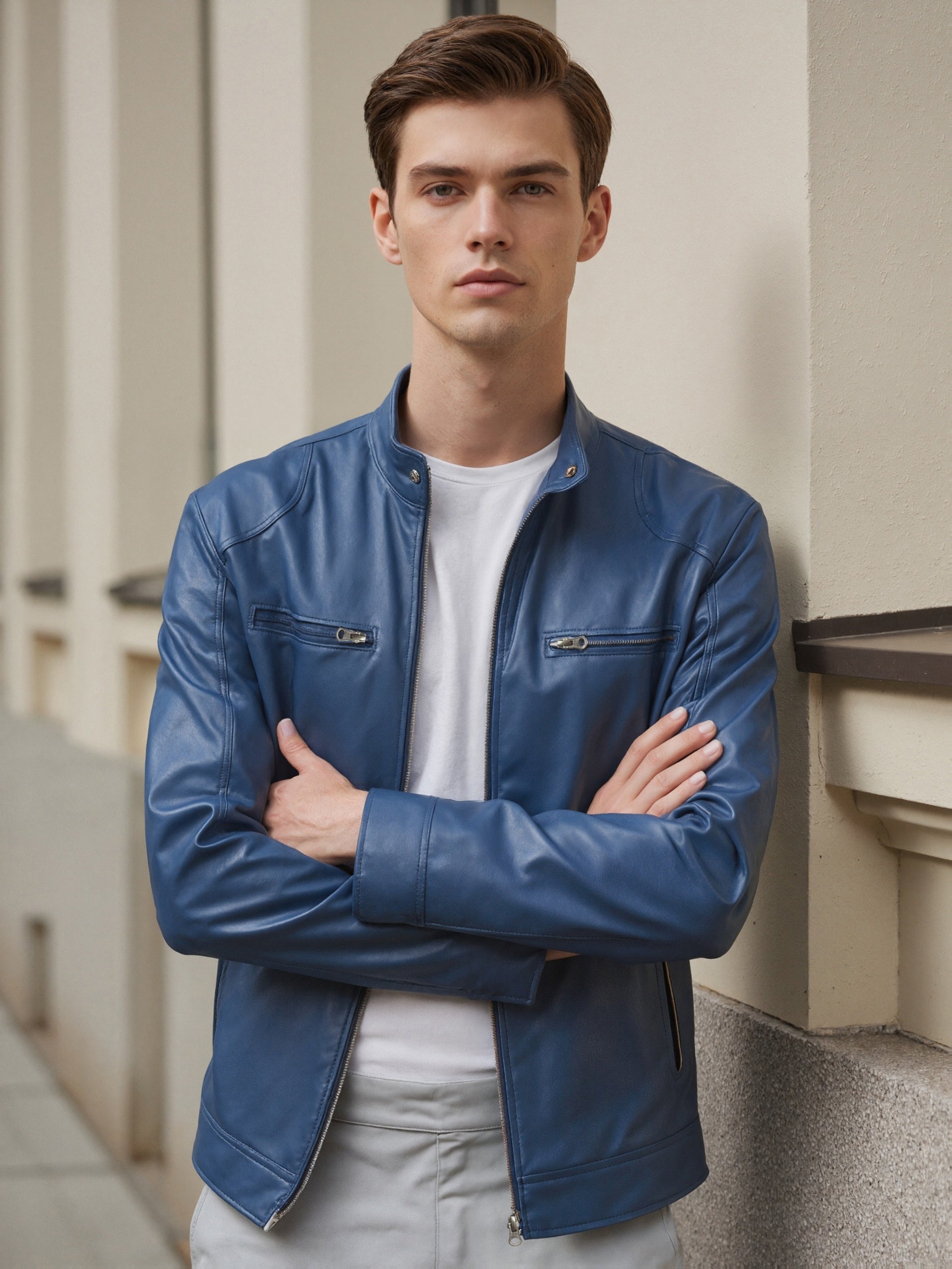 Veste Aspect Cuir Pour Homme