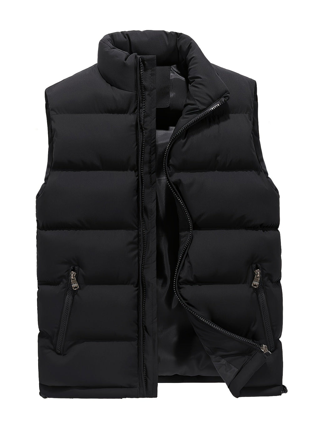 Gilet Col Montant Matelassé Zippé Poches Pour Homme
